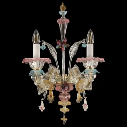 Zdjęcie Unikatowy włoski szklany kinkiet do salonu - szkło murano