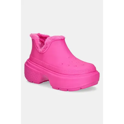 Zdjęcie Crocs buty Stomp Lined Shorty Boot damskie kolor różowy na platformie ocieplone 210673.6TW
