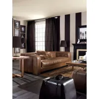 Picture Unique Italian sofa in leather/fabric, solid fir wood and goose feathers - Ulivi Salotti