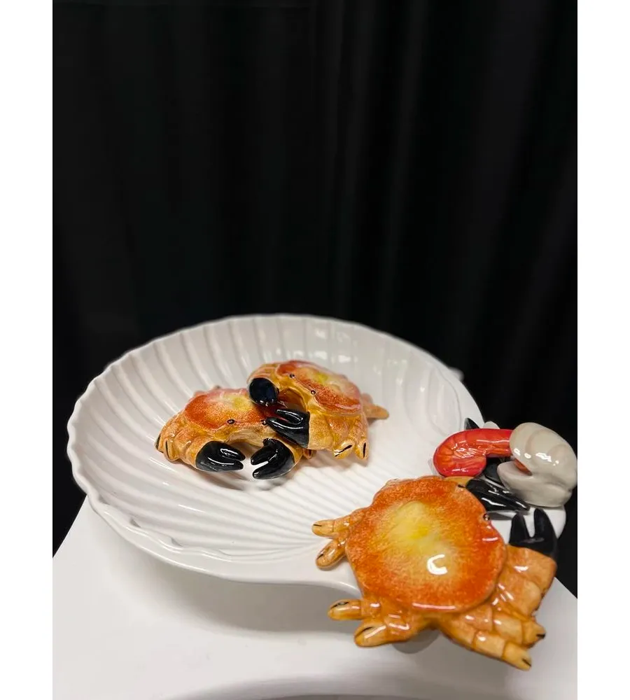 obrazek 3 Duża miska w formie przegrzebka zdobiona owocami morza - Le Ceramiche