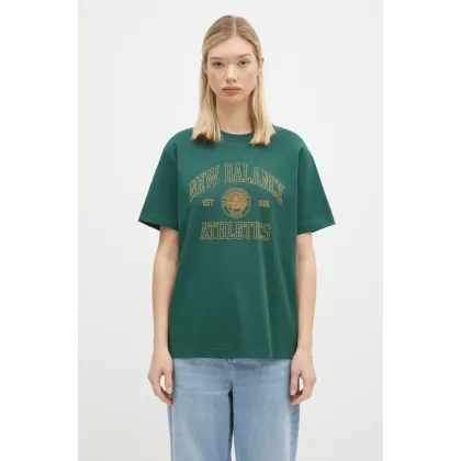 Zdjęcie New Balance t-shirt bawełniany damski kolor zielony WT43548NWG