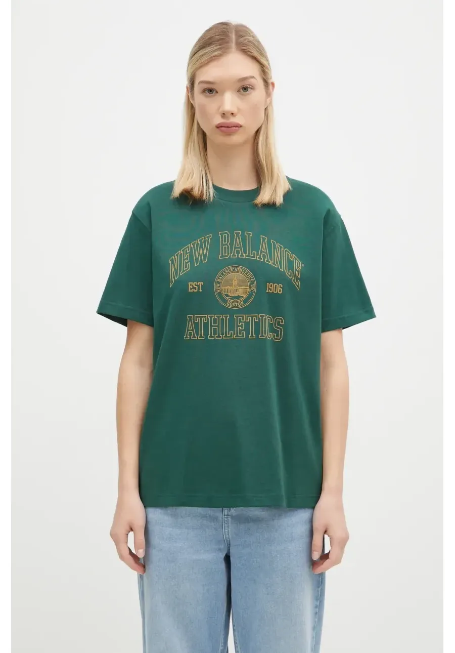 obrazek 1 New Balance t-shirt bawełniany damski kolor zielony WT43548NWG