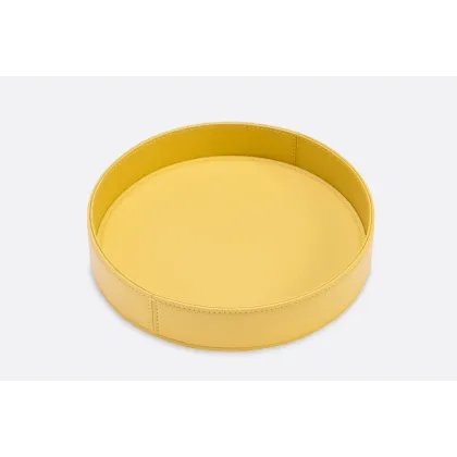 Picture A tasteful, large, cedar yellow leather container for small items - for the office