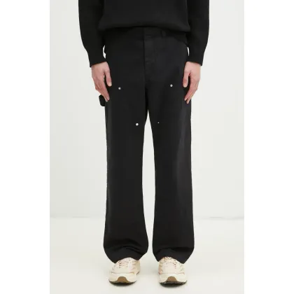 Zdjęcie Wood Wood spodnie Fed Herringbone Workwear Pants męskie kolor czarny proste 30250468