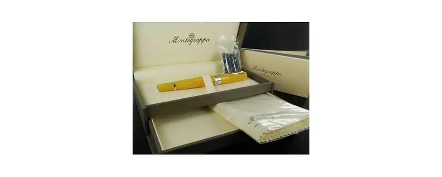 picture 8 Miya Fountain Pen - Silver/Yellow Celluloid - Montegrappa