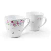 Picture A unique set of two porcelain mugs decorated with a floral motif - Leander