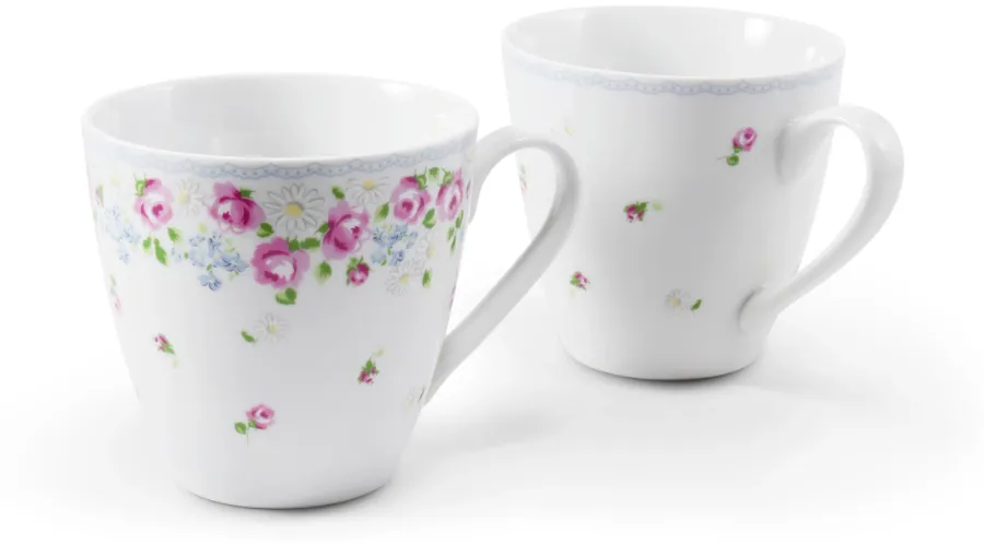 obrazek 1 Wyjątkowy zestaw dwóch kubków z porcelany zdobionych kwiatowym motywem - Leander