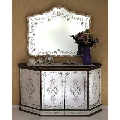 Zdjęcie Stylowy mebel / kredens ręcznie grawerowany ze szlifowanego kryształu