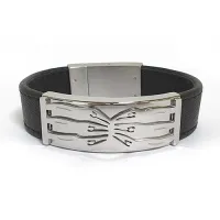 Zdjęcie Wspaniała posrebrzana bransoletka ze skórzanym paskiem