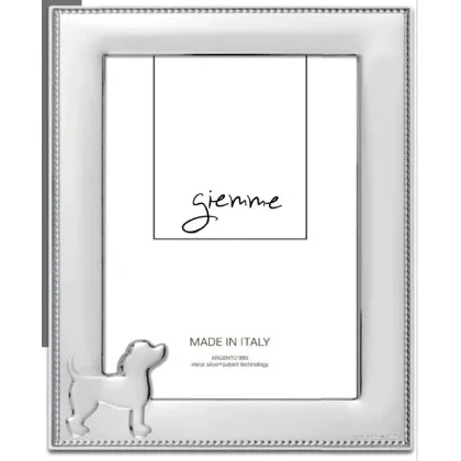 Picture Silver photo frame 10x15 cm decorated with a dog motif