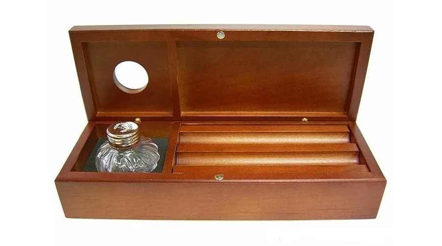 obrazek 2 Eleganckie drewniane Pudełko na Pióra z Kałamarzem Box 6A