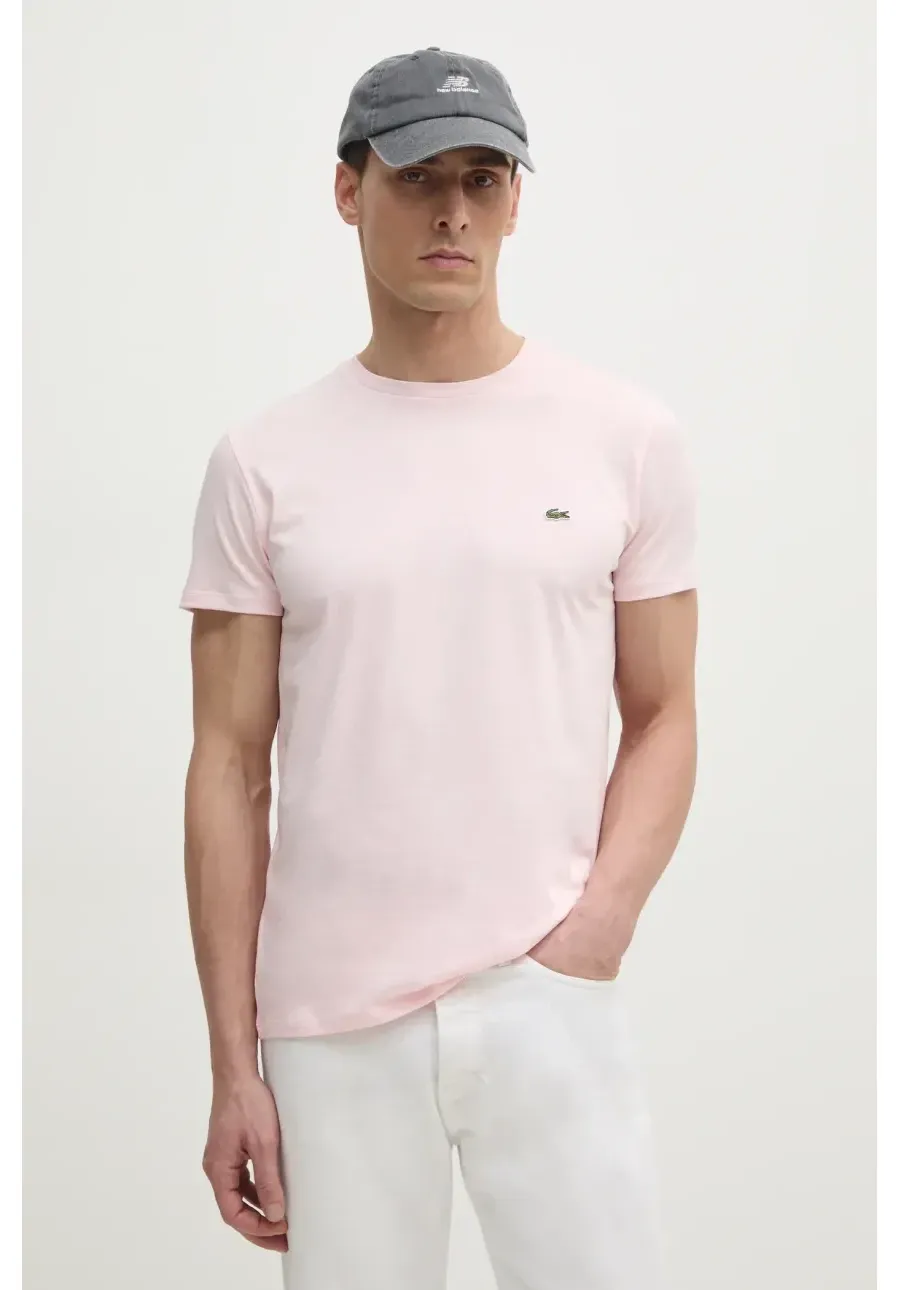 obrazek 1 Lacoste t-shirt bawełniany męski kolor różowy gładki TH6709