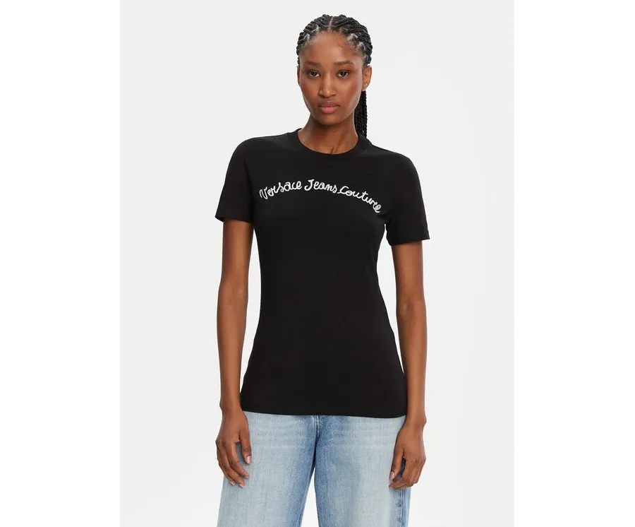 obrazek 1 Versace Jeans Couture T-Shirt 78HAHC08 Czarny Slim Fit