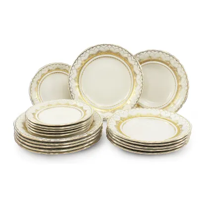 Zdjęcie Stylowy 18-elementowy zestaw talerzy z porcelany z kolekcji Ivory wedding sonata – Leander