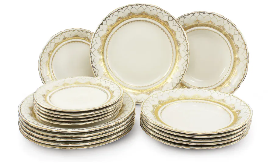 obrazek 1 Stylowy 18-elementowy zestaw talerzy z porcelany z kolekcji Ivory wedding sonata – Leander