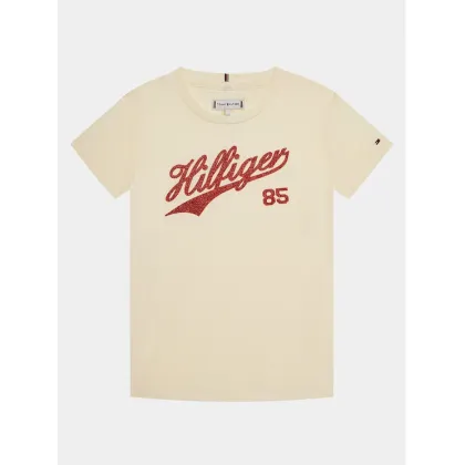 Zdjęcie Tommy Hilfiger T-Shirt Hilfiger Script Tee S/S KG0KG07718 Écru Regular Fit