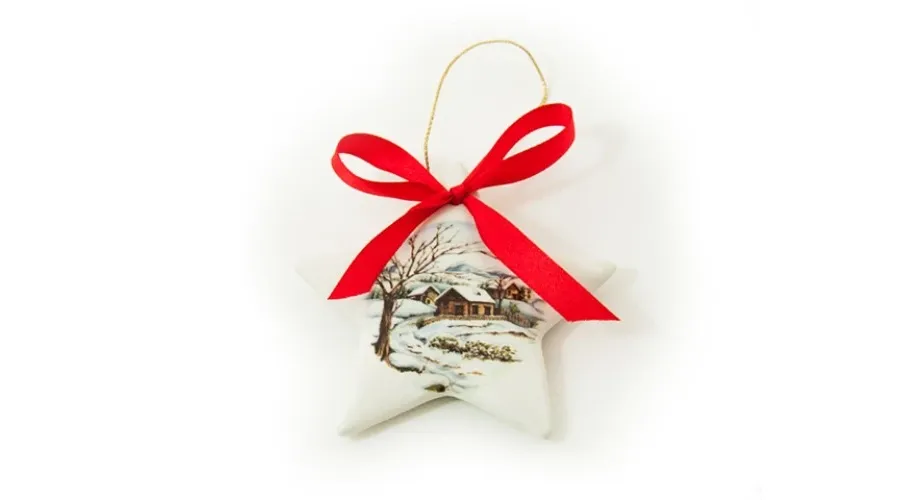 obrazek 1 Świąteczna dekoracyjna zawieszka w kształcie gwiazdy z zimowym motywem – Le Ceramiche