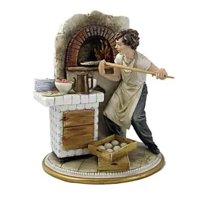 Zdjęcie Włoska porcelanowa figurka wypiekacza pizzy