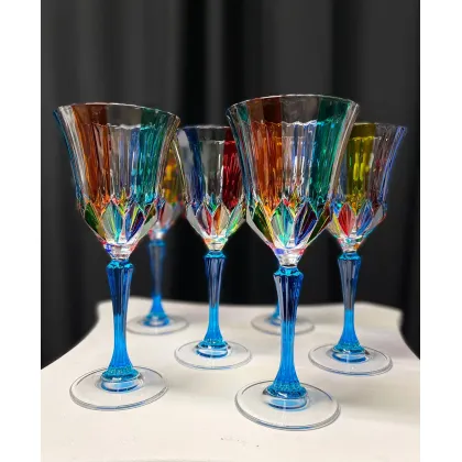 Picture Elegant set of 6 Venetian glass glasses (280 ml)