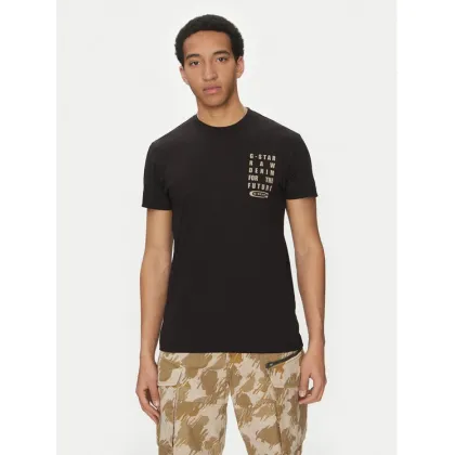 Zdjęcie G-Star Raw T-Shirt Text Chest D25968-C506 6057 Czarny Regular Fit