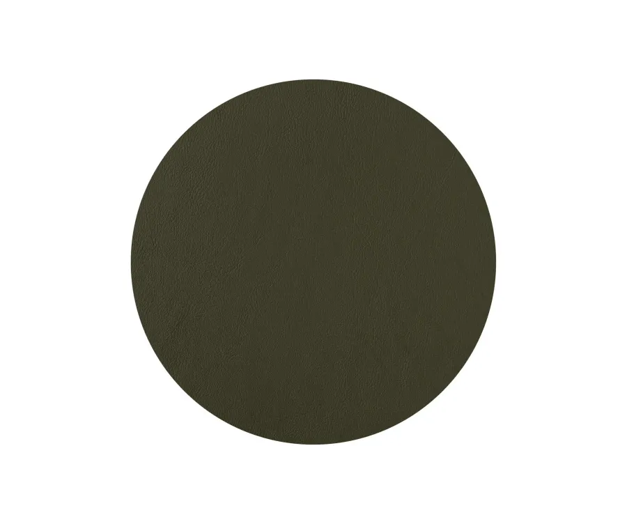 obrazek 3 Skórzana podkładka na stół Ø30 cm w kolorze musztardowym i oliwkowym
