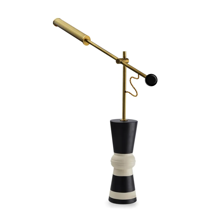 obrazek 2 Lampa stołowa z podwójną stożkową ceramiczną podstawą H.66xL.60xP.14 cm
