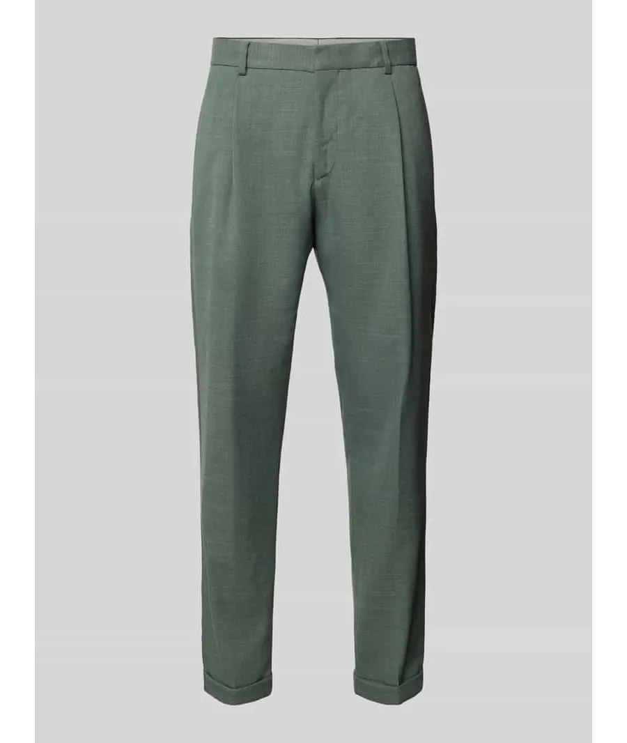 obrazek 1 Spodnie do garnituru o kroju tapered fit z zakładkami w pasie model ‘Luis’