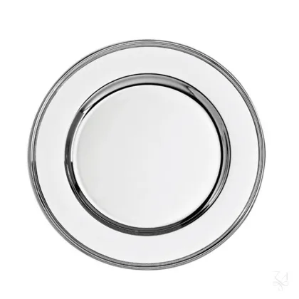 Picture Modern silver plated round plate - Zaramella Argenti
