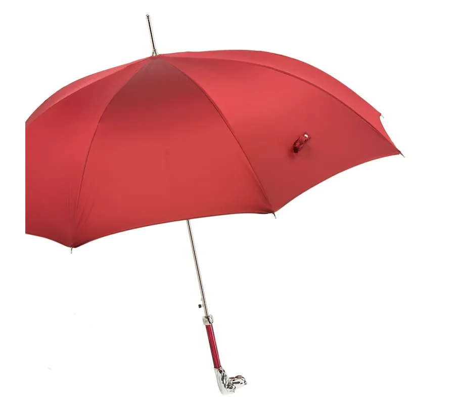 obrazek 9 Piękny stylowy czerwony parasol męski z rączką w kształcie głowy charta - Pasotti