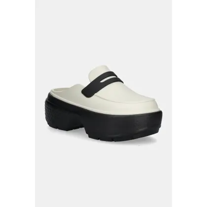 Zdjęcie Crocs klapki Stomp Loafer Clog damskie kolor beżowy na platformie 209937