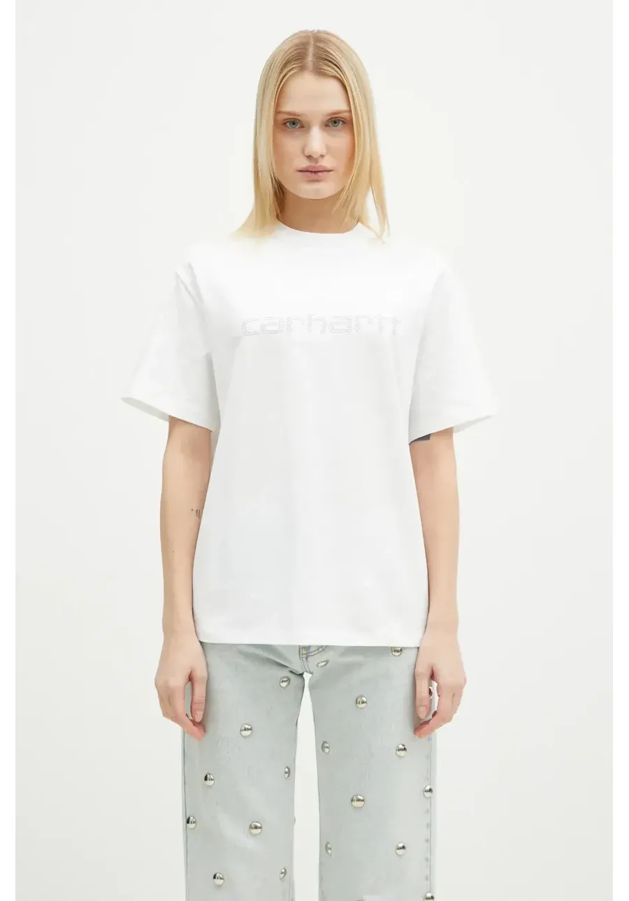 obrazek 1 Carhartt WIP t-shirt bawełniany Rivet Script damski kolor biały I034406.0YFXX
