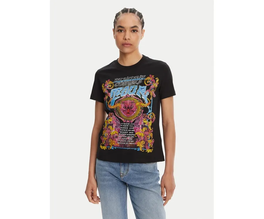 obrazek 1 Versace Jeans Couture T-Shirt 78HAHC03 Czarny Regular Fit