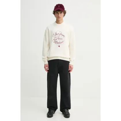 Zdjęcie Drôle de Monsieur sweter wełniany Le Pull Slogan Vignes męski kolor beżowy F-PO178-WO023-CM
