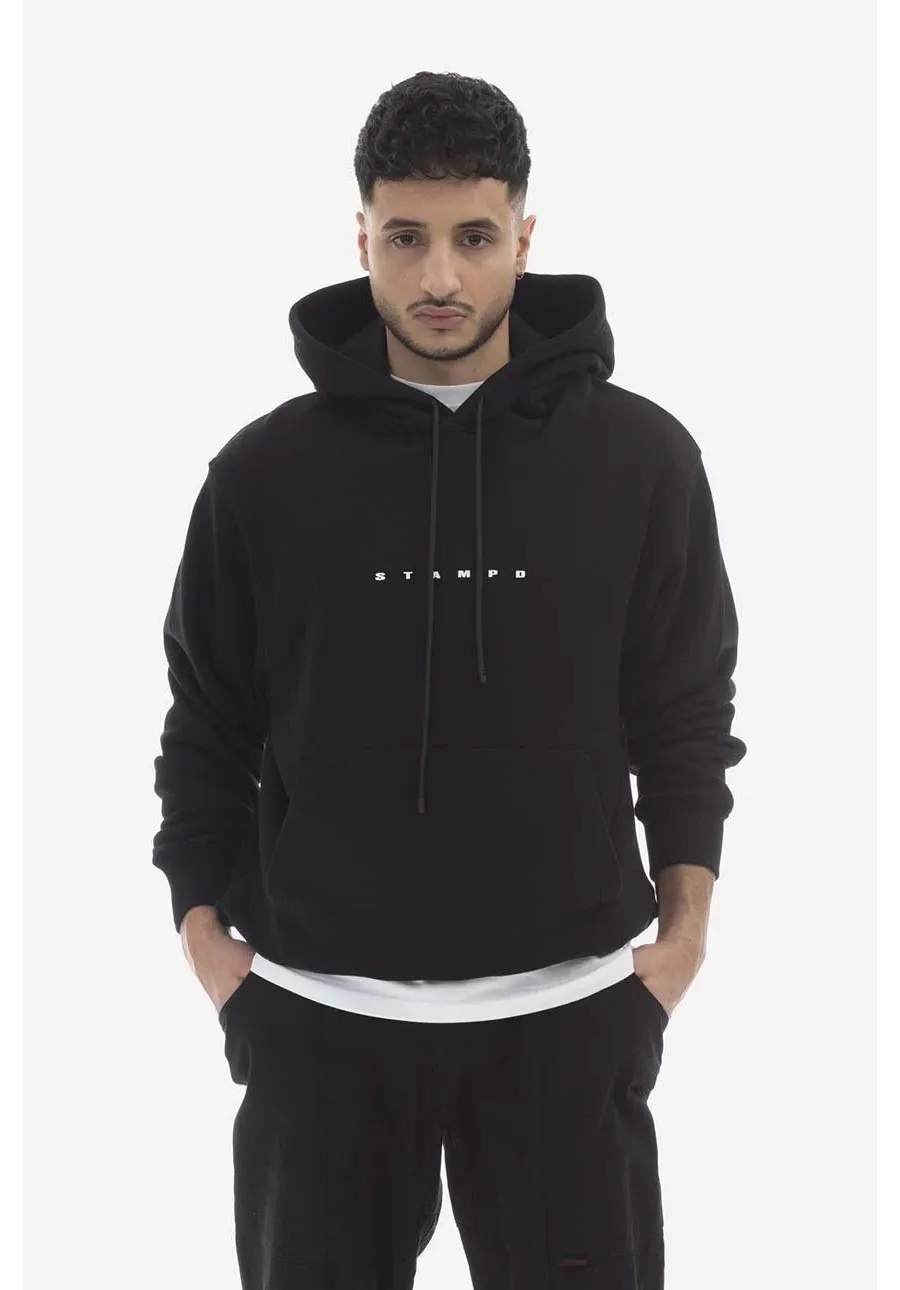 obrazek 1 STAMPD bluza bawełniana męska kolor czarny z kapturem z nadrukiem SLA.M3202HD-BLK
