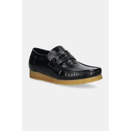 Zdjęcie Clarks Originals mokasyny skórzane Wallabee Loafer męskie kolor czarny 26179970