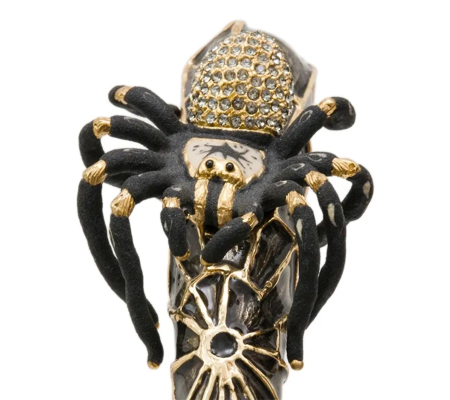 obrazek 4 Piękny stylowy czarny parasol męski z rączką w kształcie tarantuli zdobioną kryształkami Swarovskiego - Pasotti