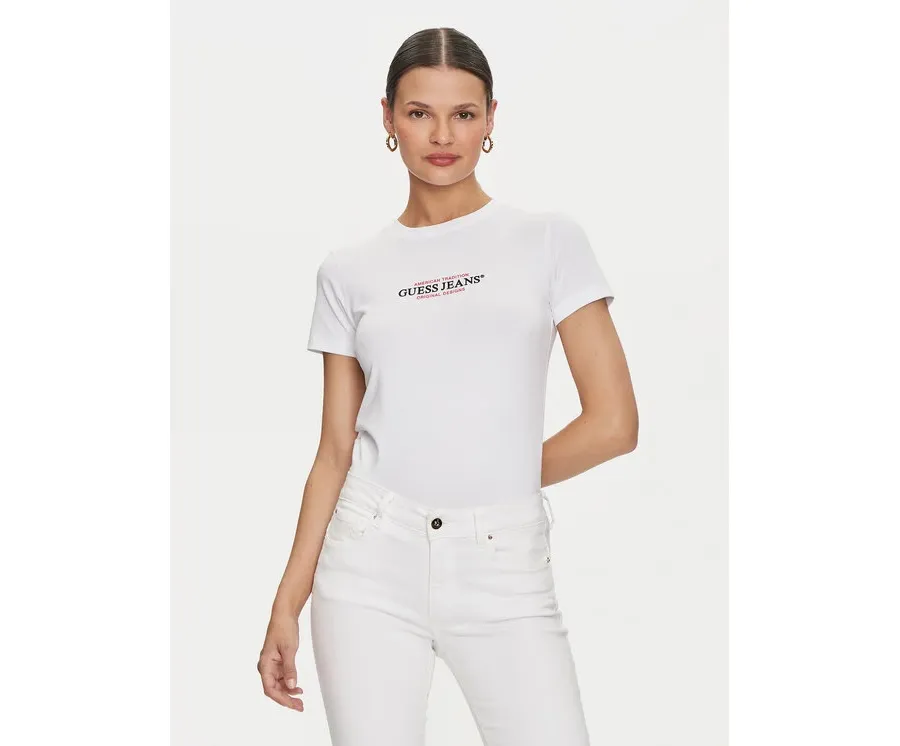 obrazek 1 Guess Jeans T-Shirt W4YI03 J1314 Biały Slim Fit