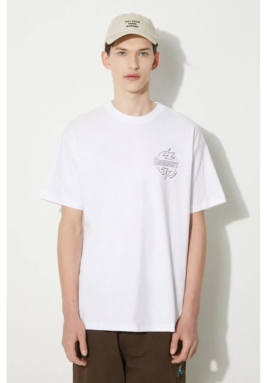 obrazek 1 Carhartt WIP t-shirt bawełniany Ablaze męski kolor biały z nadrukiem I033639.00AXX