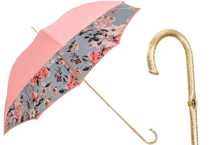 obrazek 1 Elegancki parasol damski w kolorze różowym zdobiony motywem kwiatów - Pasotti