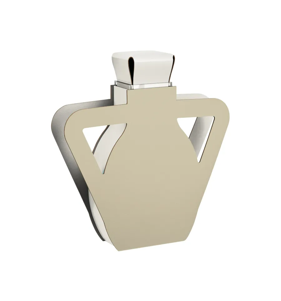 obrazek 1 Skórzany wazon Otto 9x41xH44 cm w kolorze waniliowym o oryginalnym kształcie