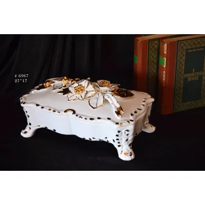 Picture Rectangular ceramic container in baroque style