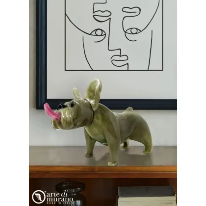Zdjęcie Elegancka rzeźba bulldoga szkło Murano