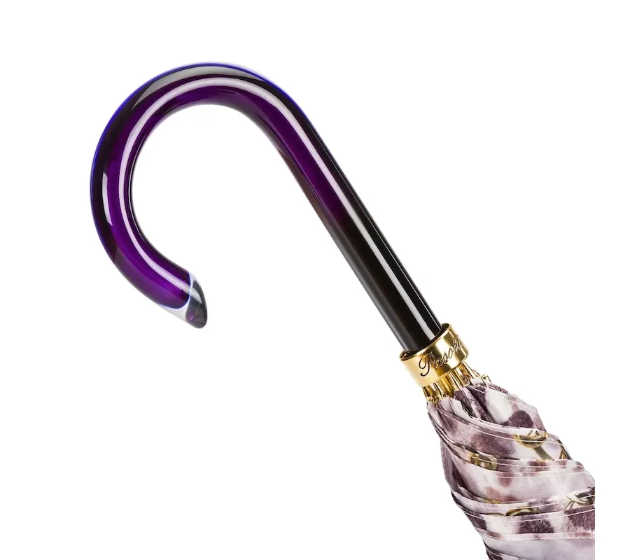 obrazek 3 Stylowy fioletowy parasol damski zdobiony subtelnym motywem – Pasotti