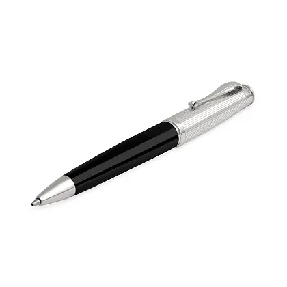 Picture Memoria Pinstripe Black Resin Ballpoint Pen Montegrappa