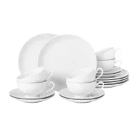 Zdjęcie Biały porcelanowy zestaw do herbaty w stylu klasycznym – Tettau