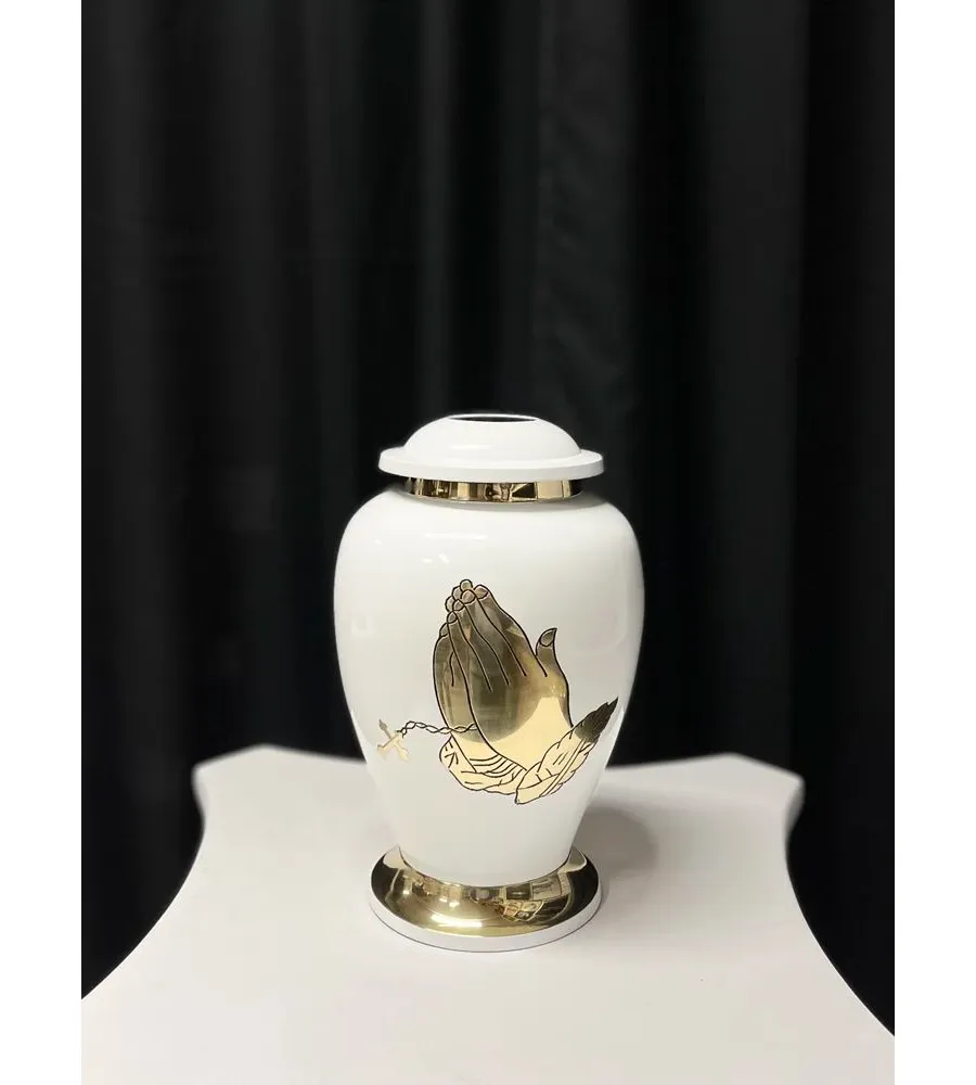 obrazek 1 Wyjątkowa biało-złota urna pogrzebowa