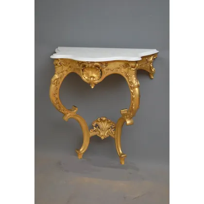 Zdjęcie Imponujący wczesno-wiktoriański pozłaany stolik z oryginalnym blatem z marmuru - antyk