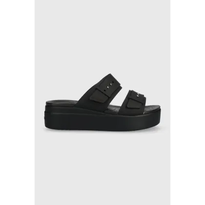 Zdjęcie Crocs klapki Brooklyn Low Wedge Sandal damskie kolor czarny na platformie 208728