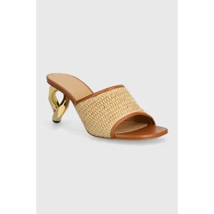 Zdjęcie JW Anderson klapki Raffia Sandal damskie kolor beżowy na słupku ANW42230A
