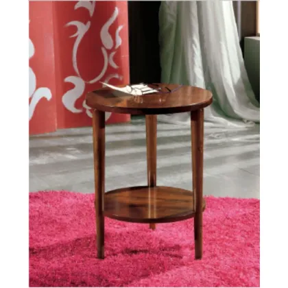 Zdjęcie Mały okrągły stolik kawowy z półką, z litego drewna, z Włoch - Fratelli Mirandola